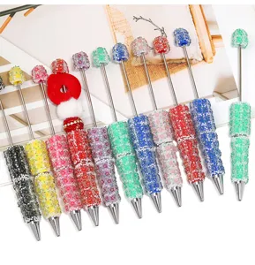 INS style resin flower beaded pen colorful full diamond DIY cute crystal pen gift decorative pen