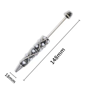 DIY Strass Perlen Perlenstift Detailansicht, glänzendes Schreibwarengeschenk fürs Büro, 148mm.