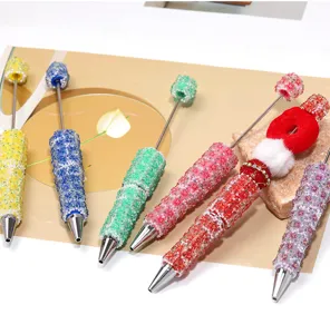 Colorful resin flower beaded pens rhinestone DIY cute gift decorative ballpoint pens set
