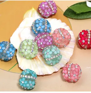 Bunte Acryl Strassperlen mit fünfblättriger Blume und Krallenkette für DIY Handyketten Schmuck
