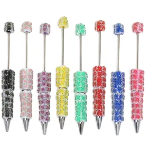 Colorful beaded resin flower pens DIY cute crystal ballpoint school office supplies.