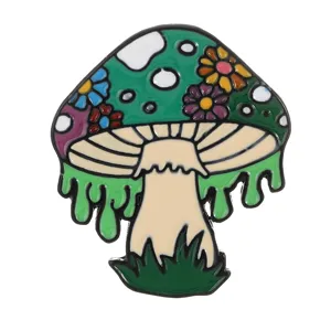 Spilla smaltata fungo colorato carina badge in metallo cartone animato accessorio per borse moda.