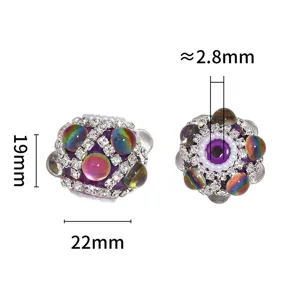 Perline strass acrilico viola con perle arcobaleno per creazione di gioielli fai da te.