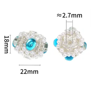 Detailed view of luxury pearl rhinestone DIY beaded accessory charm for phone chain jewelry.