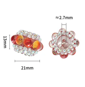 Perle breloque en verre et strass DIY exquise, design boule de cristal étincelante.