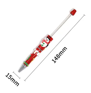 Christmas creative DIY painted beaded pen cute snowman ballpoint stationery gift