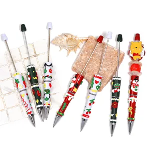 Christmas DIY beaded ballpoint pen cartoon cute creative multi-color rotating ball pen