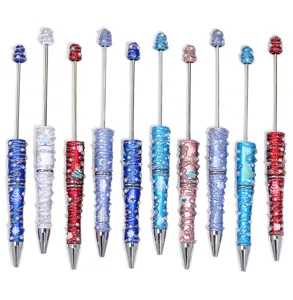 Christmas glitter pearl painted beaded ballpoint pen multi-color rotating pen set