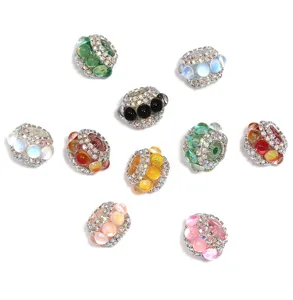 Perles DIY en verre coloré et strass, breloques intermédiaires en cristal pour bijoux faits main.