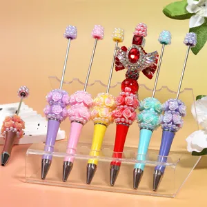 DIY Perlen Rose Perle Kugelschreiber Bonbonfarben Kreativer Geschenkstift Handgemachter Strass Dekorativer Kugelschreiber Für Schule Büro Schreibwaren Damen Geschenk