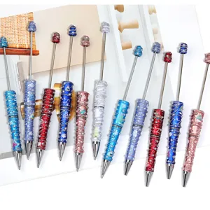 Christmas Beaded Ballpoint Pen Festive Glitter Artificial Pearl Rotating DIY Pen For Students Office Writing Stationery Gift