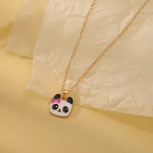 Schattige cartoon panda hanger ketting voor kinderen goudkleurige legering ketting