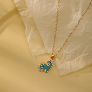 Kinderen cartoon dinosaurus hanger ketting schattige dier legering oliedruppel mode sieraden