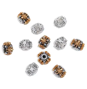 Retro acrylic DIY beads with rhinestones and spider charms for phone chains and keychains.