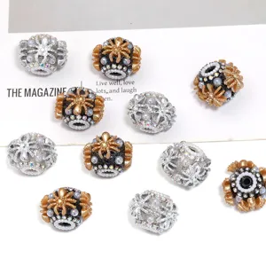 Vintage Acrylic Spider Beads Heavy Industry Rhinestone Artificial Pearl Straight Hole Beads For DIY Jewelry Phone Chain
