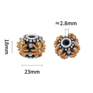 DIY acrylic rhinestone ornate bead charm for handmade jewelry keychains crafting.