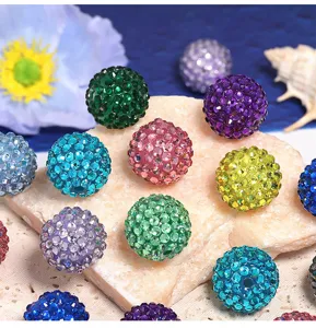 20mm rhinestone pave acrylic disco ball beads for DIY phone chains and jewelry accessories.