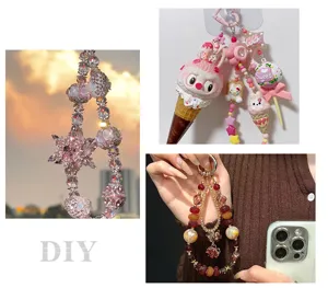 DIY Beaded Phone Charm Resin Flower Rhinestone Pendant Custom Cute Accessory Material