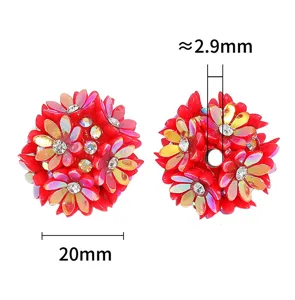 Resin flower rhinestone beads 20mm diy craft accessories for phone chains and beaded pens