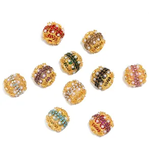 Perles lâches de strass de perle d'or style de cour vintage filigrane en métal accessoires de bricolage