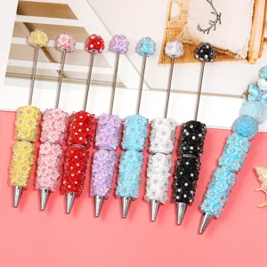 DIY colorful beaded pen macaron clay flower ballpoint pen cute stationery school office supply