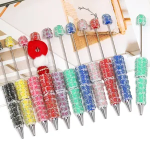 DIY Beaded Ballpoint Pen Resin Flower Rhinestone Decor Aesthetic Ins Style Writing Pen For Student Office Stationery Gift