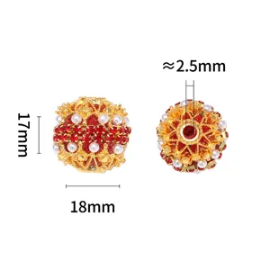 Perle strass perle or style palais accessoire bijoux fait main DIY charms 18mm.