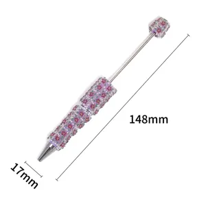 Ins-style resin flower beaded pen with colorful rhinestones, DIY cute decorative gift pen.