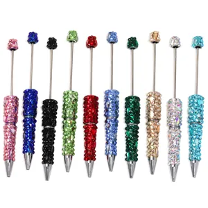 Set me chromatista strass krystallou stylos, metallikes DIY penes gia sholeio kai doro.