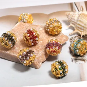 Exquises perles de cristal de perle de style palais doré pour accessoires de bijoux DIY.