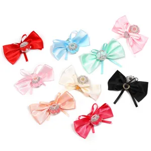 Charm ruban satin coloré fait main DIY perle strass élastique cheveux accessoire sac lot