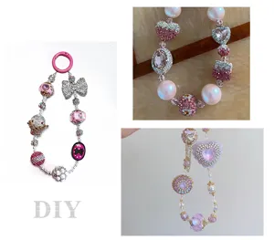 DIY acrylic rhinestone pearl beaded phone charm strap handmade jewelry making craft material