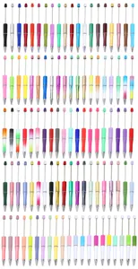 Set de bolígrafo de cuentas DIY colorido plástico metal degradado lindo bolígrafo con cuentas artesanía