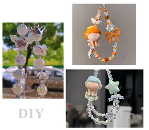 DIY acrylic beaded phone chain cute angel pendant charm handmade crafts jewelry accessories