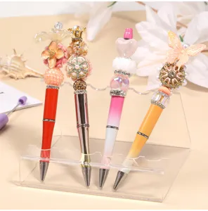 Set de bolígrafos de cuentas DIY con pedrería bonitos bolígrafos decorativos con soporte