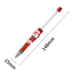 Christmas creative snowman ballpoint pen cute DIY painted bead multi-color rotating writing pen