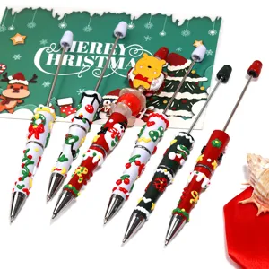 Christmas DIY beaded ballpoint pens cute cartoon creative painted stationery gift set of 6 pcs