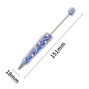 DIY Perlen Kugelschreiber Luxus Strass Perle Metall Drehbare Stift für kreatives Design