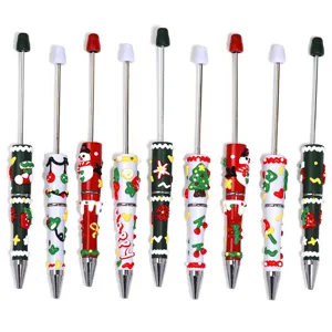 Christmas Creative DIY Painted Beaded Ballpoint Pen Cute Cartoon Christmas Theme Set