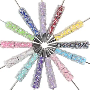 DIY Strass Perlen Perlenstickerei Stift, bunte rotierende Kunststoff Kugelschreiber.