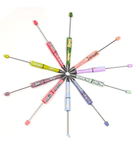 Conjunto de bolígrafos creativos con estampado de letras inglesas coloridas, bolígrafos telescópicos.