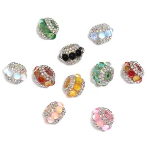 Colorees perles en verre pavees de strass cristal pour fabrication de bijoux bracelet