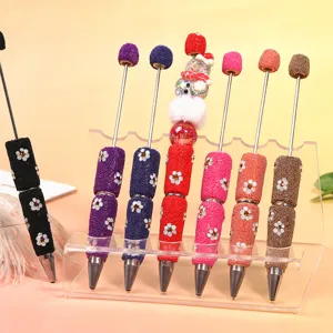 Daisy Rhinestone Beaded Ballpoint Pen Exquisite Flower DIY Rotating Bead Pen For Office School Stationery Students Writing Gift