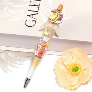 Acrylic beaded ballpoint pen with cute dog moon and heart angel wings design for DIY.