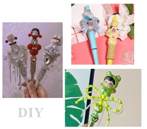 Boligrafo de cuentas DIY flor de resina hecha a mano diamantes de imitacion papeleria