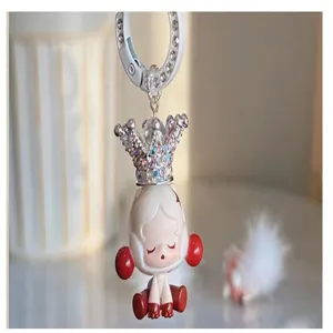 DIY aleación estrás corona muñeca llavero colgante teléfono accesorio bonito