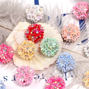 Colorful resin rhinestone flower beads DIY charm craft accessories for phone chain