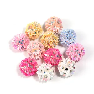Colorful resin rhinestone flower beads DIY handmade phone charm bracelet necklace accessories material