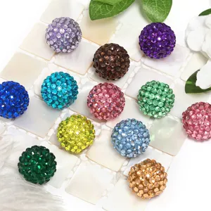 20mm Rhinestone Pave Acrylic Beads Disco Ball DIY Jewelry Making Craft Phone Chain Accessories