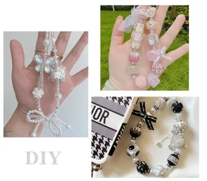 Handgemaakte sprankelende strass kralen telefoonbedel riem DIY accessoires voor tassen.